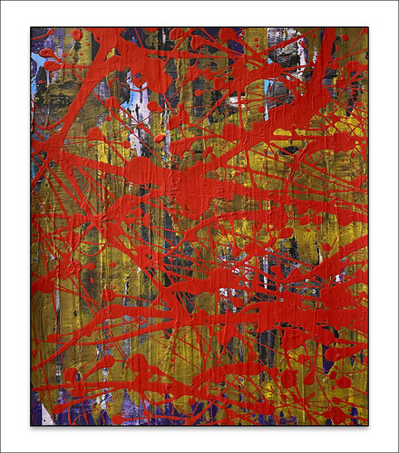 O.T. - Stripes   -  Originalbild   Acryl auf Papier mit Passepartout 40 x 30 cm. van Rudi Eckerle, Schilderij te koop op Singulart
