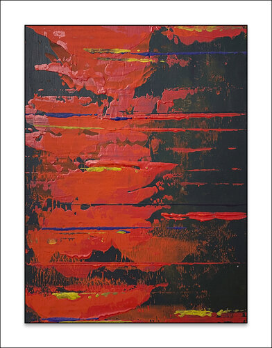 O.T.  - Tanz der Emotionen / Rot / Schwarz  - Originalbild  auf Papier mit Passepartout 30 x 24 cm de Rudi Eckerle, Pintura a la venta en Singulart