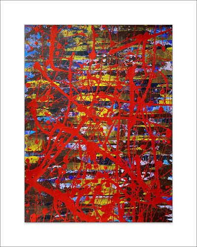 O.T. - Stripes   -  Originalbild   Acryl auf Papier mit Passepartout 50 x 40 cm. de Rudi Eckerle, Pintura a la venta en Singulart