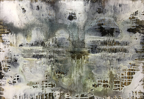 O.T. - Weiß-Grau - Strukturen / Lands Cape Art de Rudi Eckerle, Pintura a la venta en Singulart