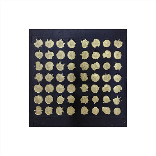 O.T.  Schwarz / Gold -  Acryl Gold auf Papier - mit Passepartout  Größe 40 x 40 cm di Rudi Eckerle, Pittura in vendita su Singulart