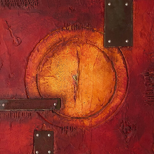 O.T. - Rot Universum, Mischtechnik auf Holz von Rudi Eckerle, Malerei kaufen auf Singulart