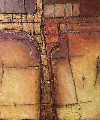 O.T. -  Lands Cape  Strukturen / Erdfarben - Experimentelle Malerei auf Holz par Rudi Eckerle, Peinture en vente sur Singulart