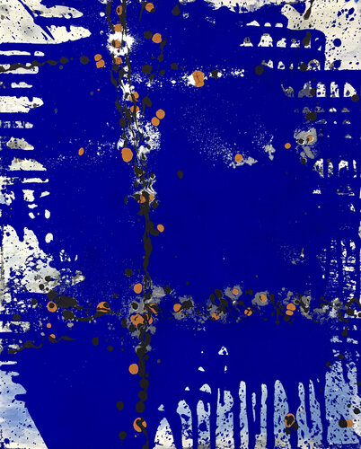O.T. - Blau / Lapislazuli , Originalbild  Mischtechnik auf Leinwand. de Rudi Eckerle, Pintura a la venta en Singulart