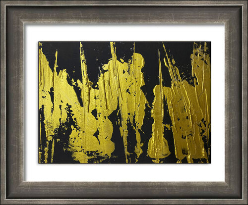 Color Field Painting 12 / Gold Paint  24 x 17 cm - Weiterhin als Druck erhältlich par Rudi Eckerle, Œuvre sur papier en vente sur Singulart