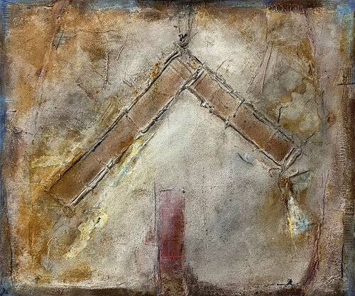 O.T. -  Strukturen - Rost, Oxidation auf Leinwand mit Schattenfugenrahmen Holz hell. von Rudi Eckerle, Malerei kaufen auf Singulart