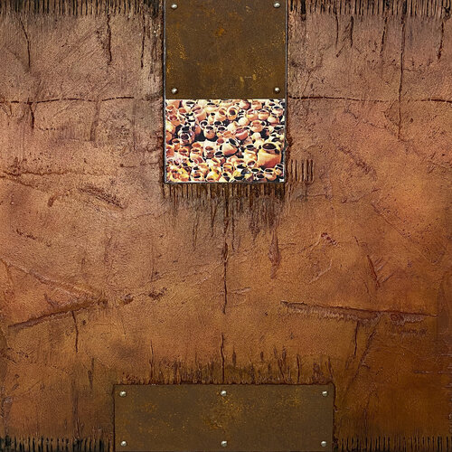 O.T. - Originalbild -  Mischtechnik,  Acryl, Marmormehl,  Pigmente, Metall , Fotografie auf Holz. par Rudi Eckerle, Peinture en vente sur Singulart