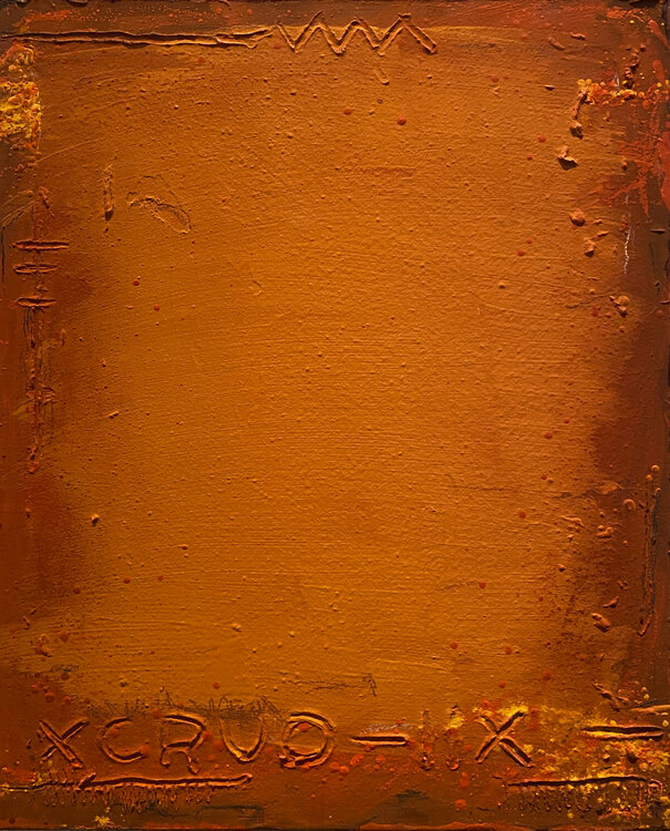 O.T. - Orange - Rot Strukturen, Originalbild  Mischtechnik auf Leinwand Rudi Eckerle