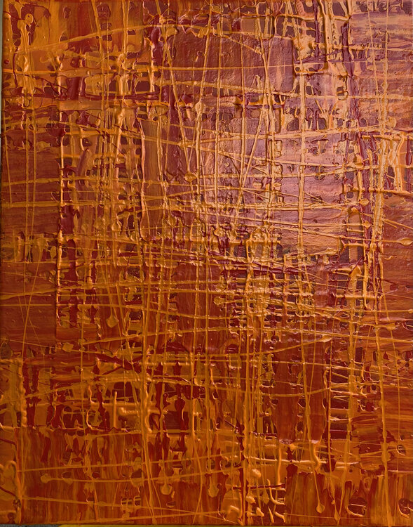 O.T. - Rot Strukturen, Experimentell, Originalbild  Mischtechnik auf Leinwand Rudi Eckerle