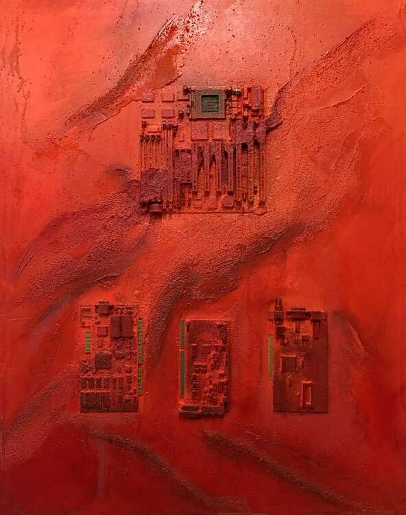 OT. Original Gemälde " Verbindungen 2 " -  Mischtechnik auf Leinwand Rudi Eckerle