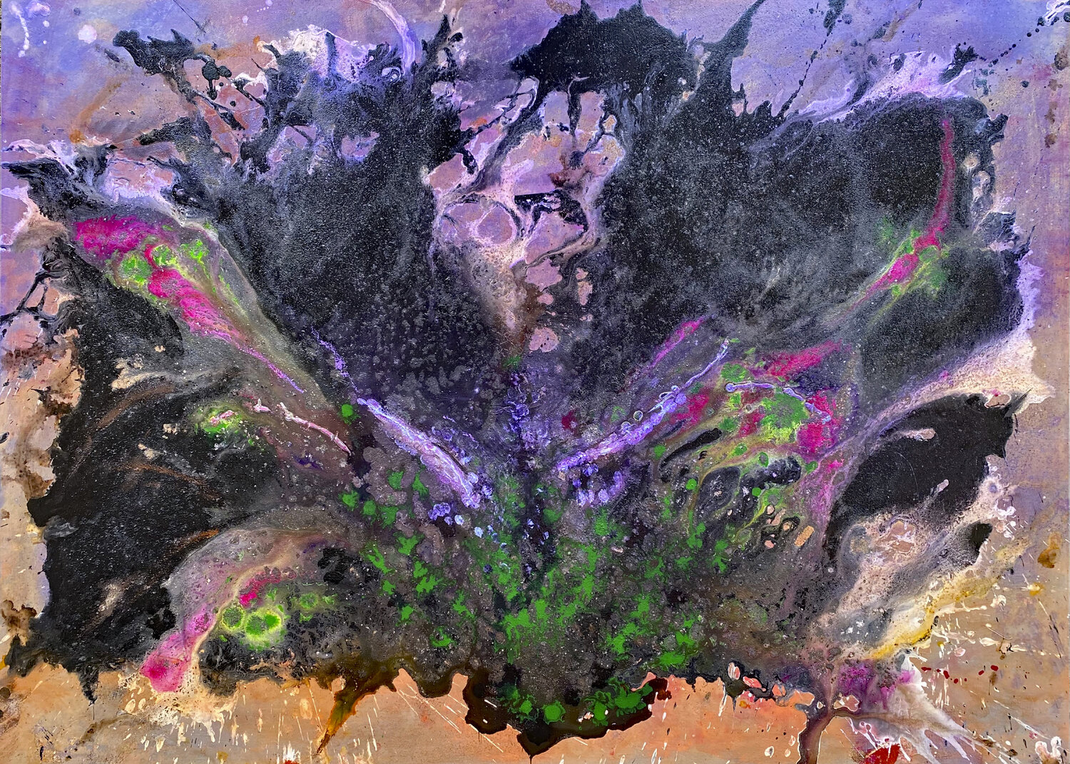 O.T. - Originalbild / Colorful - Experimentelle Malerei auf Leinwand Rudi Eckerle Originalgemälde zu verkaufen