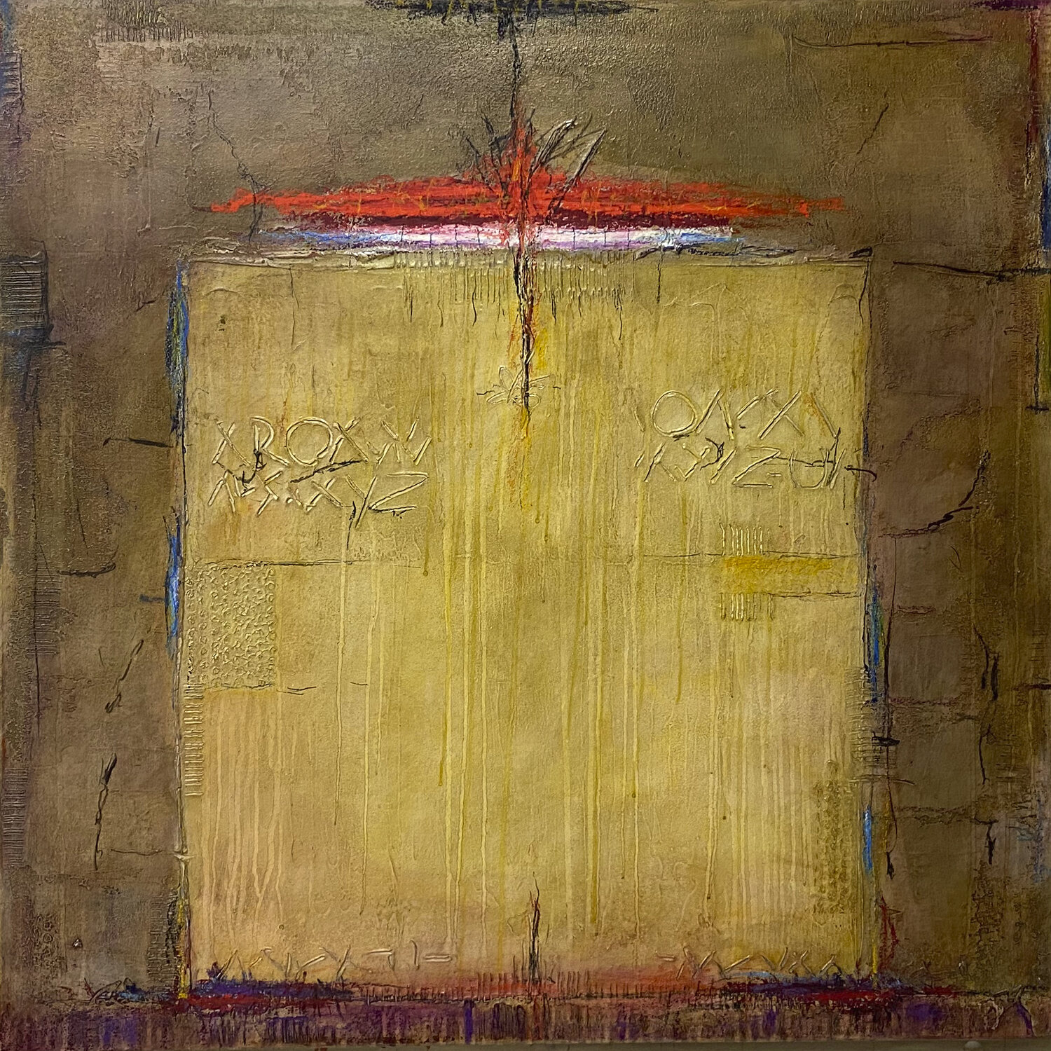 O.T. -  Originalbild /  Lands Cape Strukturen / Mischtechnik auf Leinwand. Rudi Eckerle Originalgemälde zu verkaufen