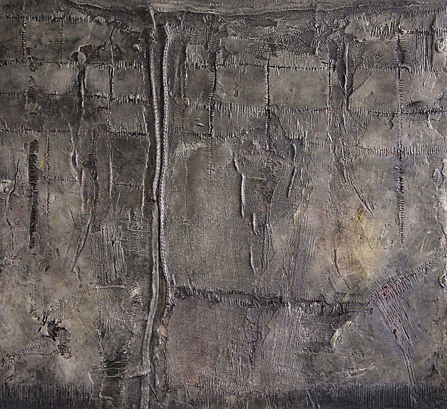 O.T. - Originalbild / Grau Strukturen / Originalbild - Experimentelle Malerei auf Holz Rudi Eckerle Originalgemälde zu verkaufen