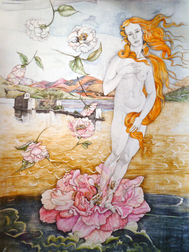 Hommage à Botticelli „Die Geburt der Venus“ by Karin Steffek-Moravia, Work on Paper for Sale on Singulart