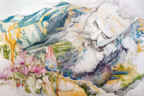 Hommage à Emil Nolde    „Der große Gärtner“ by Karin Steffek-Moravia, Work on Paper for Sale on Singulart