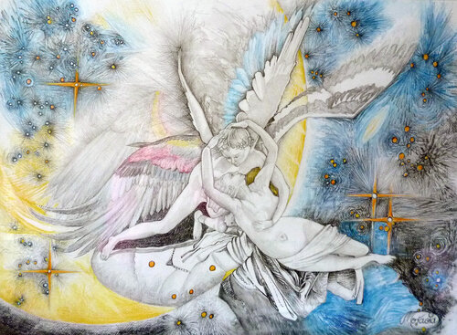 Hommage à Antonio Canova „Amor e Psiche“ by Karin Steffek-Moravia, Work on Paper for Sale on Singulart