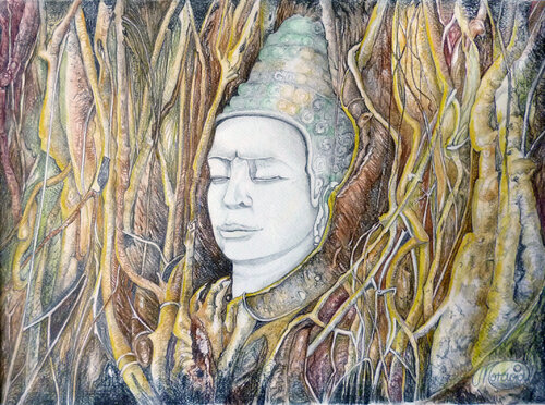 Natur umschlingt Weisheit by Karin Steffek-Moravia, Work on Paper for Sale on Singulart