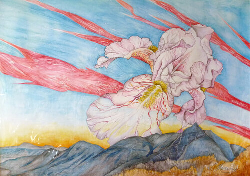 "Der Abend" Iris by Karin Steffek-Moravia, Work on Paper for Sale on Singulart