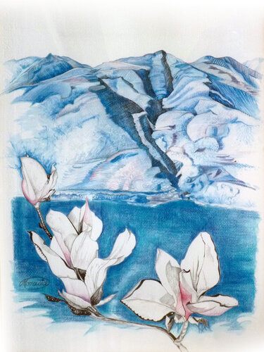 Magnolien vor dem Lago Maggiore by Karin Steffek-Moravia, Work on Paper for Sale on Singulart