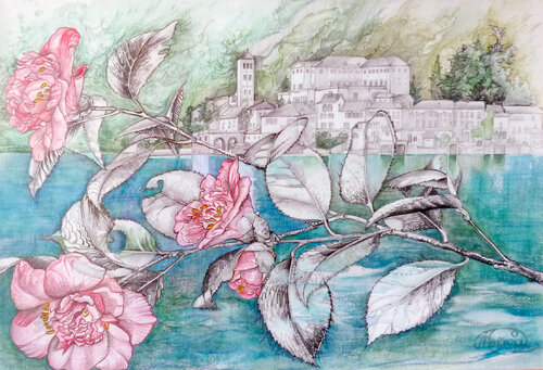 Kamelien vor der Insel S.Giulio by Karin Steffek-Moravia, Work on Paper for Sale on Singulart