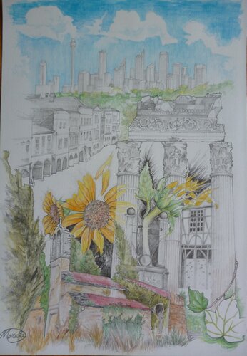 Schönheit von Dorf und Stadt  II by Karin Steffek-Moravia, Work on Paper for Sale on Singulart