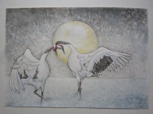 Kranichtanz von Karin Steffek-Moravia, Werk auf Papier kaufen auf Singulart