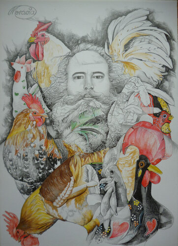 Herr der Hähne by Karin Steffek-Moravia, Work on Paper for Sale on Singulart