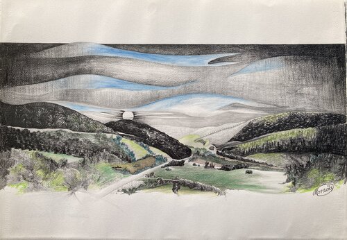 Der Mond ist aufgegangen de Karin Steffek-Moravia, Obra en papel a la venta en Singulart