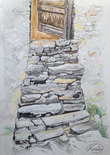 Treppe zur Einladung di Karin Steffek-Moravia, Opera su carta in vendita su Singulart