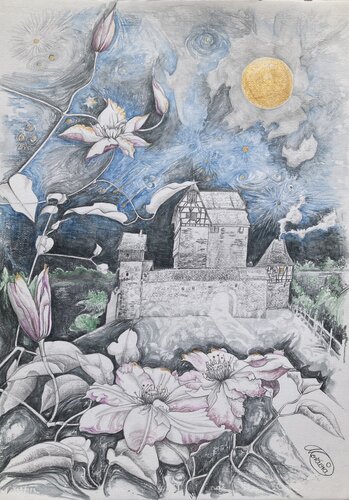Clematis - Zaubernacht by Karin Steffek-Moravia, 종이 for Sale on Singulart
