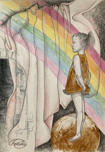 My power girl (Der Blick in die Zukunft) di Karin Steffek-Moravia, Opera su carta in vendita su Singulart