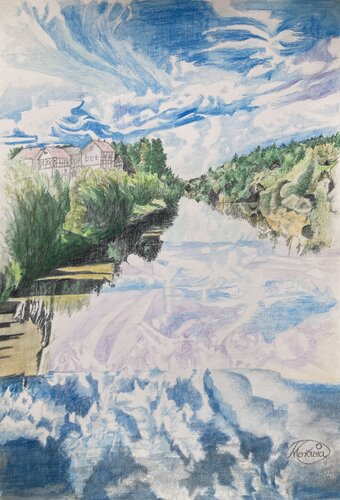 Himmel im Fluss, vierfach de Karin Steffek-Moravia, Obra en papel a la venta en Singulart
