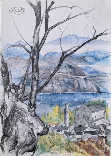 Mein Dorf di Karin Steffek-Moravia, Opera su carta in vendita su Singulart