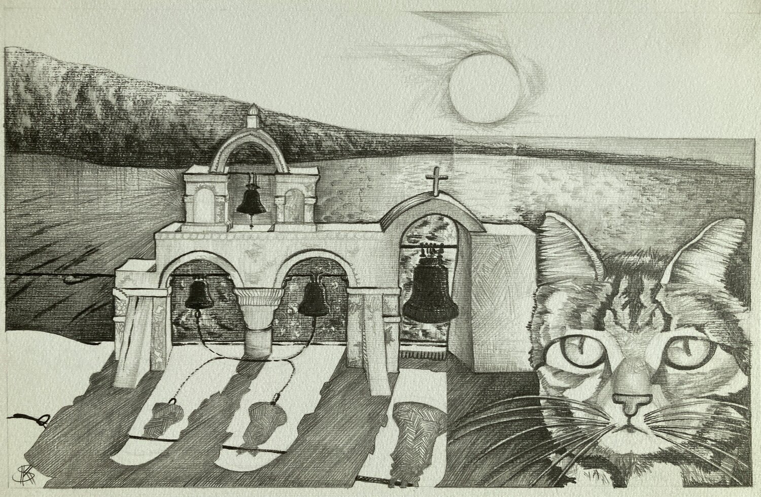 Memories of Santorin Karin Steffek-Moravia Werk auf Papier zu verkaufen