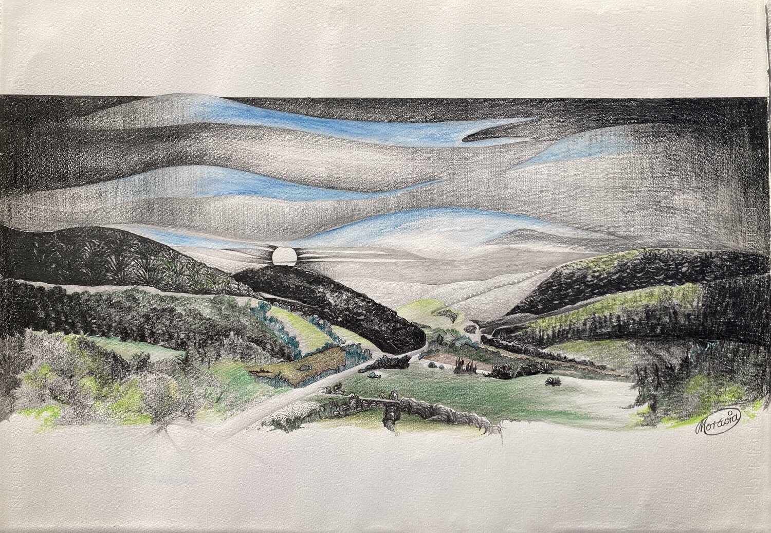 Der Mond ist aufgegangen Karin Steffek-Moravia Werk auf Papier zu verkaufen