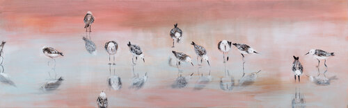 Sunset Sandpipers II van Tracy Ostmann Haschke, Schilderij te koop op Singulart