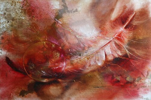 Feder und Glaskugel van Annette Schmucker, Schilderij te koop op Singulart