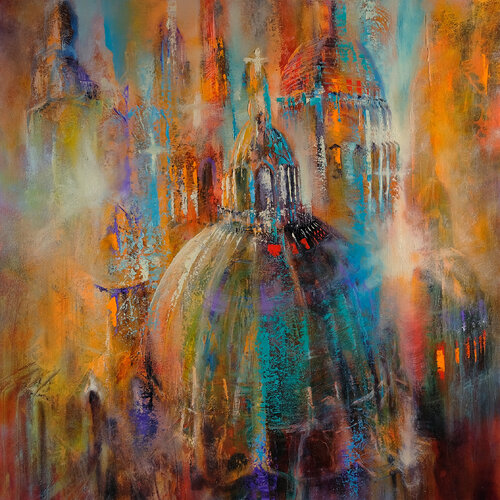 Über den Dächern der Stadt di Annette Schmucker, Pittura in vendita su Singulart