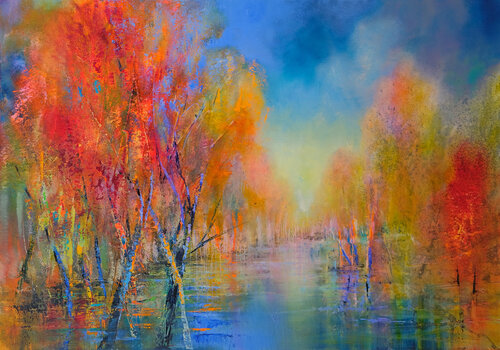 Oktoberlicht - october light di Annette Schmucker, Pittura in vendita su Singulart