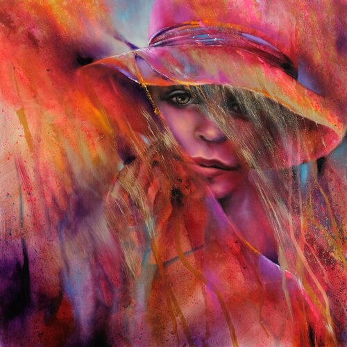 Ella mit Hut di Annette Schmucker, Pittura in vendita su Singulart