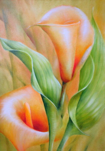 Callas and leaves von Annette Schmucker, Malerei kaufen auf Singulart