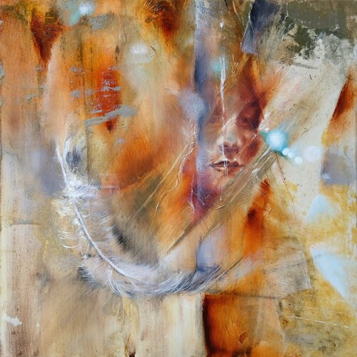 Cora mit Feder di Annette Schmucker, Pittura in vendita su Singulart