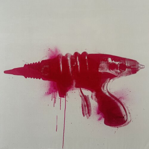 Modern weapons,Ancient deceptions (Red on grey) by Mr.Popcorn, Painting for Sale on Singulart