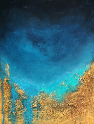 Vol au dessus du lagon di Brigitte Dravet, Pittura in vendita su Singulart