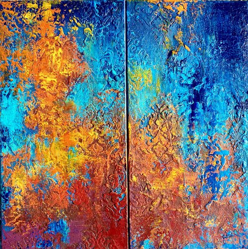 La symphonie des couleurs dyptique von Brigitte Dravet, Malerei kaufen auf Singulart
