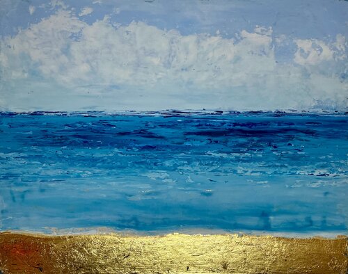 Blue beach von Brigitte Dravet, Malerei kaufen auf Singulart