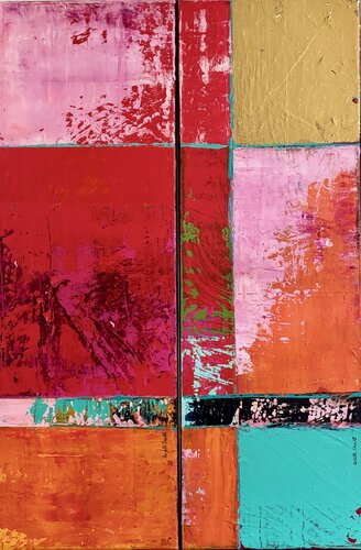 Les couleurs vivent (diptyque) di Brigitte Dravet, Pittura in vendita su Singulart