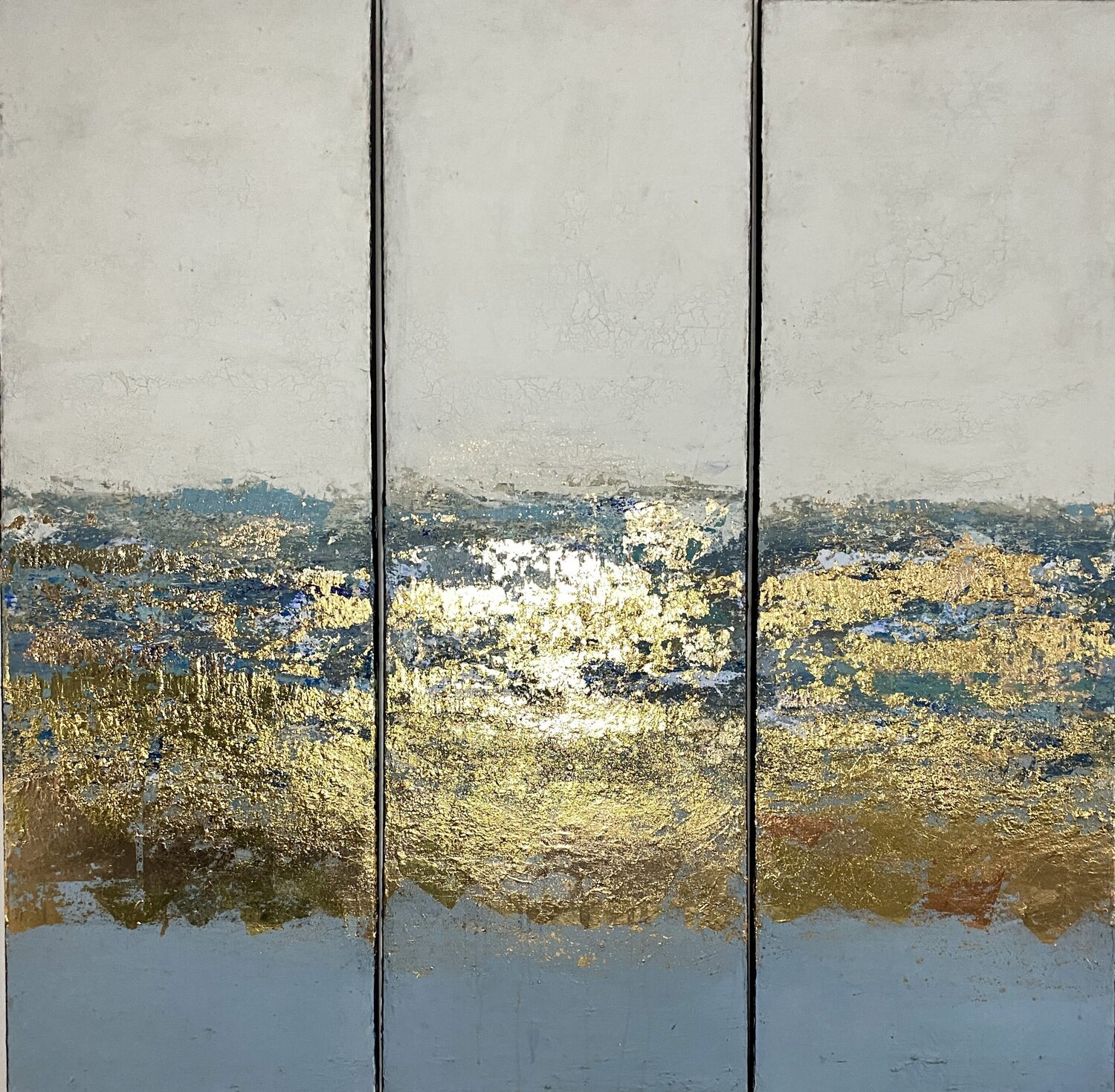 Le bonheur à l’horizon tryptiques Brigitte Dravet Originalgemälde zu verkaufen