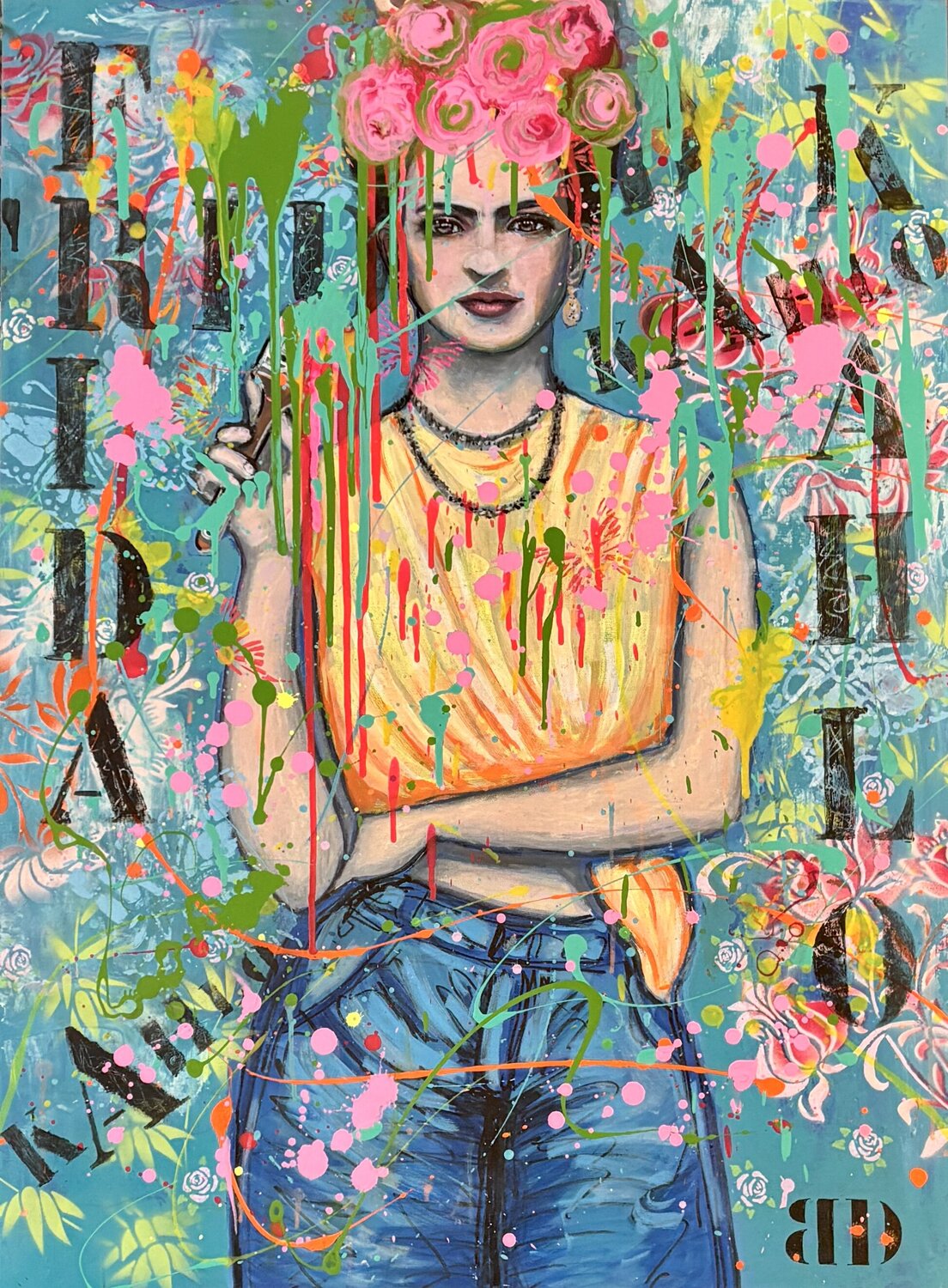 The brush of Frida Kahlo Brigitte Dravet Originalgemälde zu verkaufen