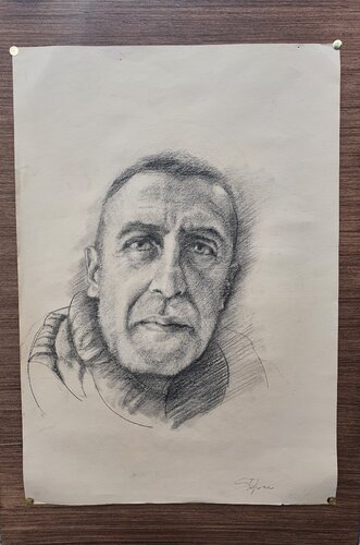 Ritratto a carboncino su carta a spolvero , Stefano. van Elisa Spagnoli, Tekening te koop op Singulart